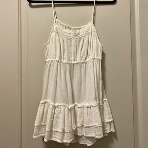 White Babydoll Tank Crochet trim